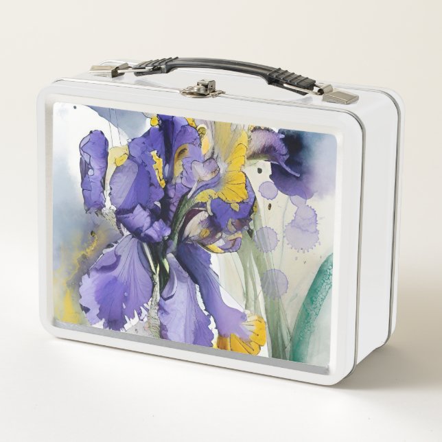 Iris flowers metal lunch box (Front)