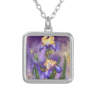 Iris Flowers Necklace Irises - Painting