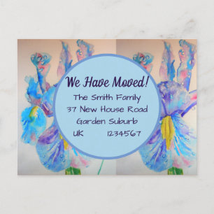Iris Flowers New Address Postcard, We Are Moving Postcard