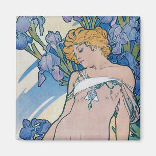 Iris (Four Flowers), Alphonse Mucha Magnet