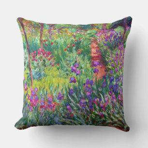 Iris Garden at Giverny Claude Monet Fine Art Outdoor Cushion
