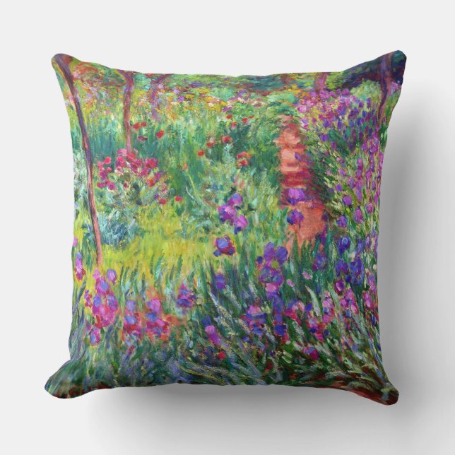 Iris Garden at Giverny Claude Monet Fine Art Outdoor Cushion (Front)
