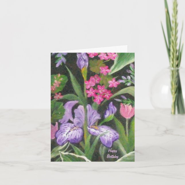 Iris Garden Birthday Note Card (Front)