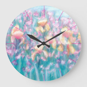 Iris Garden CricketDiane Floral Spring Shabby Chic Large Clock