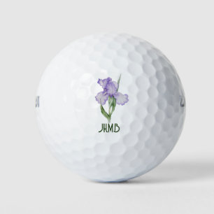 Iris Garden Flower Monogram Art Golf Balls