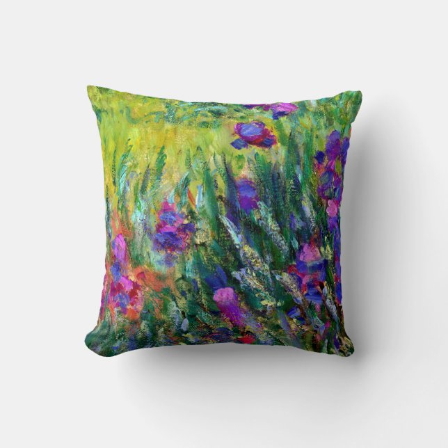 Iris Garden in Giverny Claude Monet Fine Art Cushion (Front)