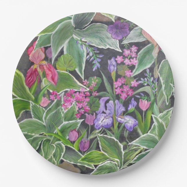 Iris Garden Paper Plate (Front)