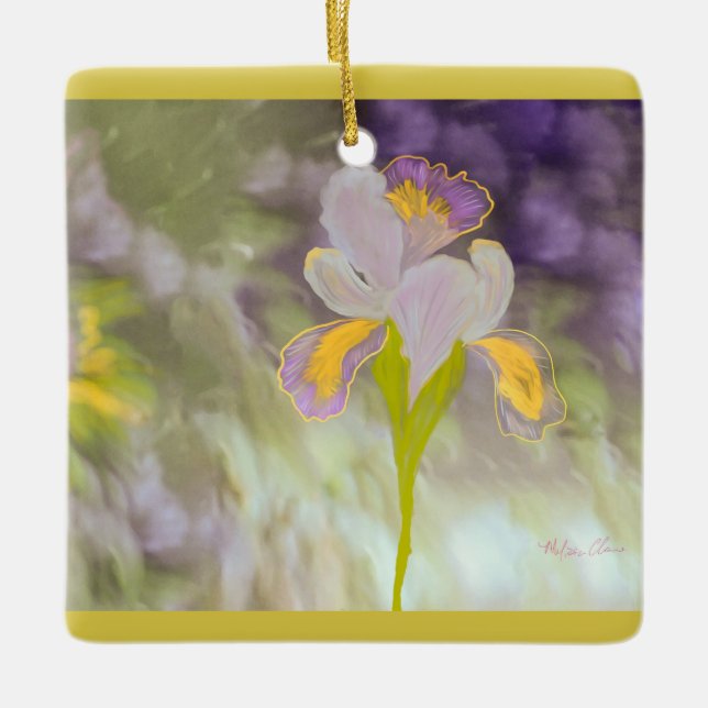Iris Hanging Treasure (Pear Green) Ceramic Ornament (Front)