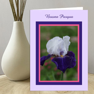 Iris Happy Easter in Italian -- Buona Pasqua Holiday Card
