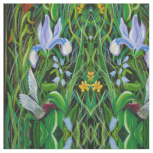 Iris Hummingbirds Fabric