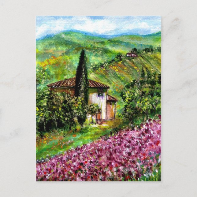IRIS IN TUSCANY LANDSCAPE POSTCARD (Front)