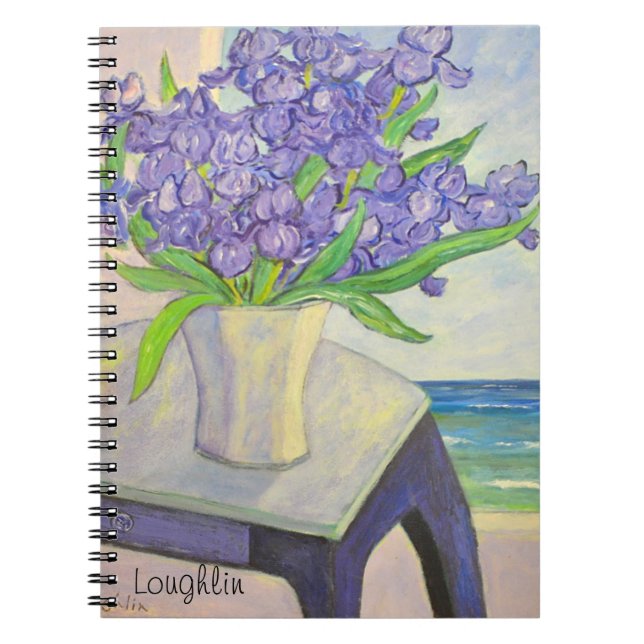 Iris in Vase By Window Notebook (Front)