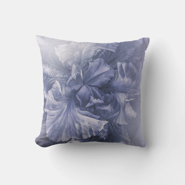 Iris inner beauty (silver blue hues) throw pillow (Front)