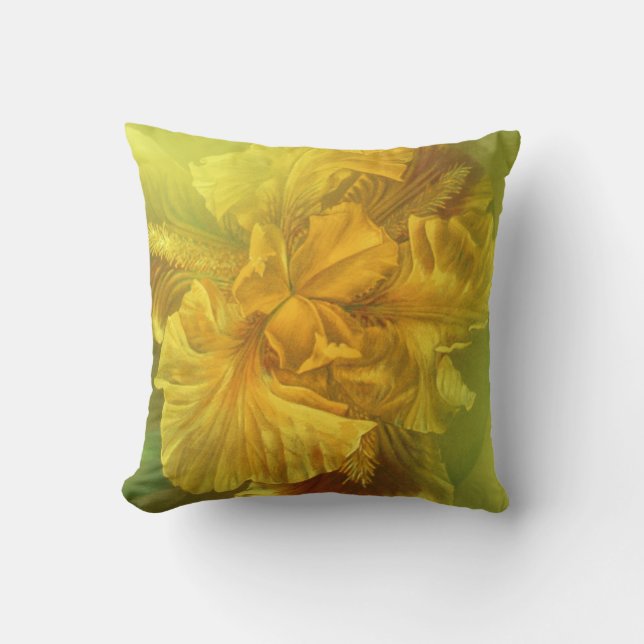Iris inner beauty yellow flower throw pillow (Front)