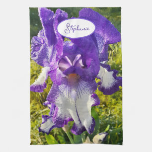 Iris irises floral Flowers Cottage Garden Birthday Tea Towel