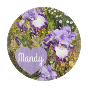 Iris Irises Purple Flower Birthday Girls Name Cutting Board