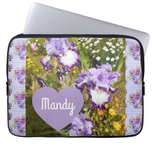 Iris Irises Purple Flower Birthday Girls Name Laptop Sleeve