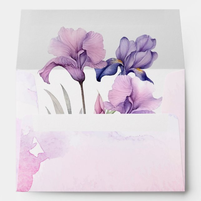 Iris Lilac Watercolor bridal shower Envelope (Back (Bottom))