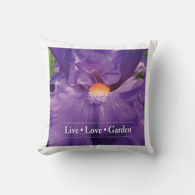 Iris Live Love Garden Throw Pillow 16" (Front)