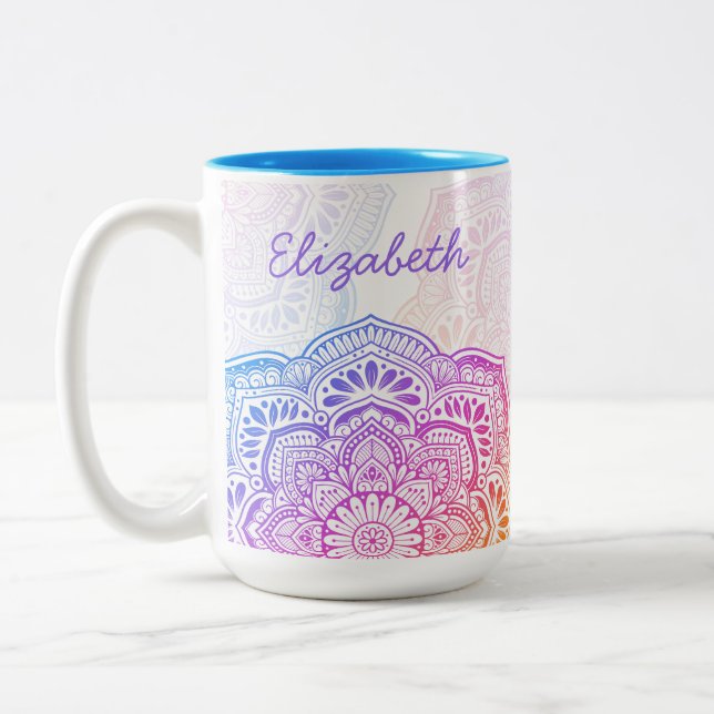 Iris Mandala 15 oz. Personalized Mug (Left)