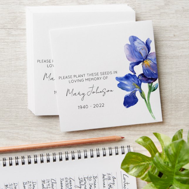Iris Memorial Funeral Seed Envelope (Stacked)