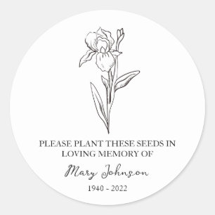 Iris Memorial Funeral Seed Packet Classic Round Sticker