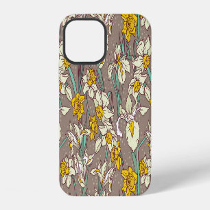 Iris Narcissus Flowers Vintage Seamless iPhone 12 Case