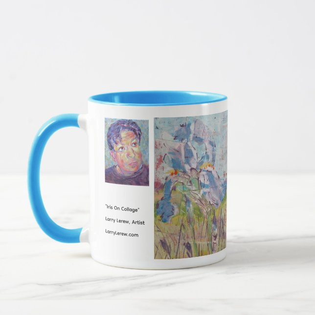 Iris On Collage / Artist Larry Lerew Mug (Left)