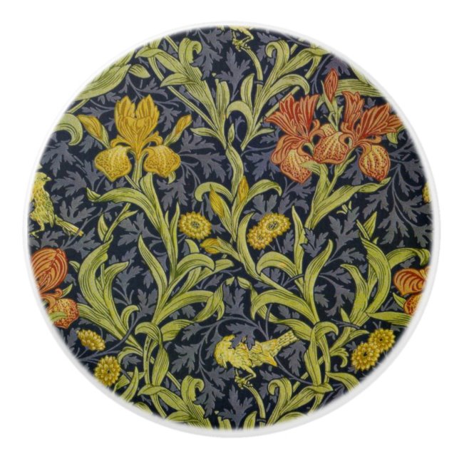 Iris Pattern (by William Morris) Ceramic Knob (Front)