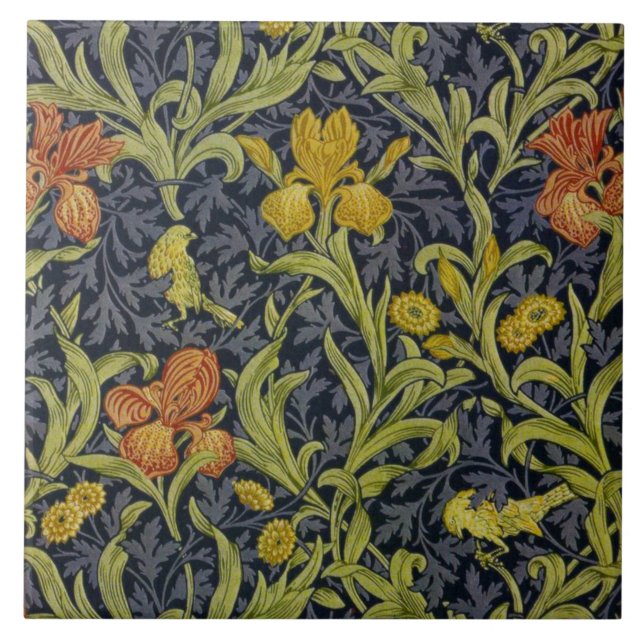 Iris Pattern (by William Morris) Ceramic Tile (Front)