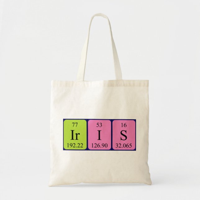Iris periodic table name tote bag (Front)