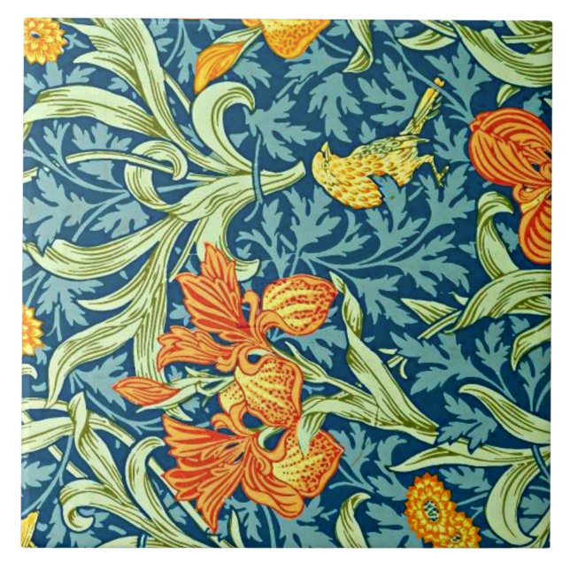 Iris, popular design by William Morris, Ceramic Tile (Front)
