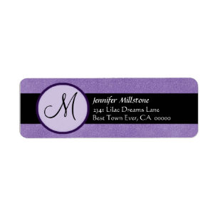 IRIS PURPLE & BLACK Wedding Monogram Address Label Return Address Label