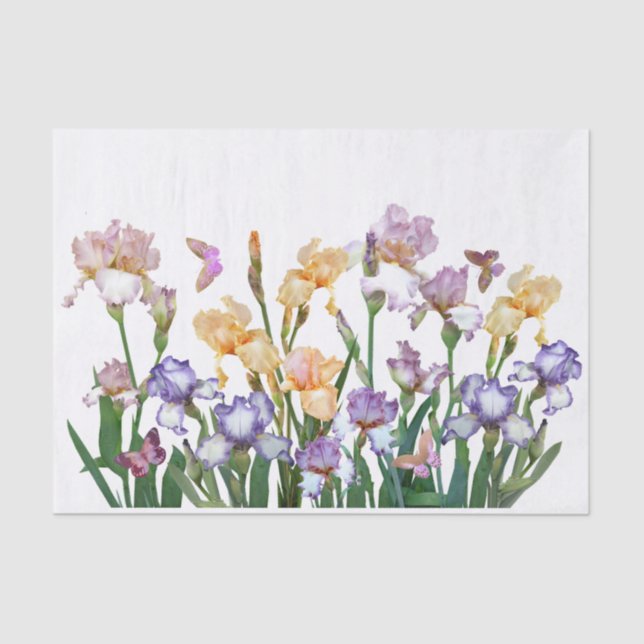 Iris Purple Butterfly Pink Floral Tissue Paper (Front)