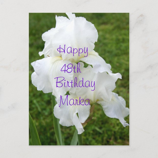 Iris Rebloomer Flower Birthday card- customise Postcard (Front)