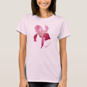 Iris ruby red print on pink top