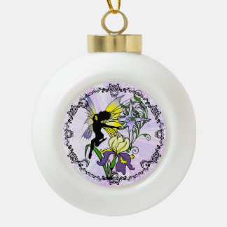 Iris Shadow Fairy Ceramic Ball Christmas Ornament