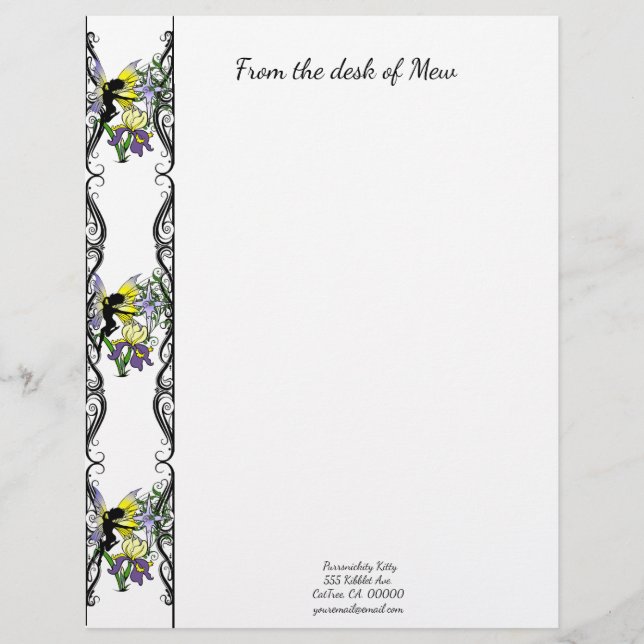 Iris Shadow Fairy Custom Letterhead (Front)
