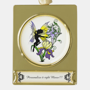 Iris Shadow Fairy Gold Plated Banner Ornament