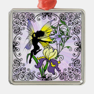 Iris Shadow Fairy Metal Ornament