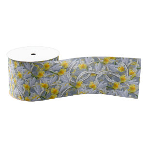 Iris silver horseshoes wedding pattern grosgrain ribbon