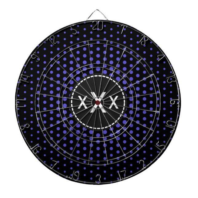 Iris Techno Dots Modern Monogram Dartboard (Front)