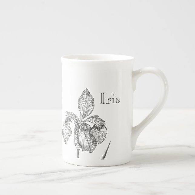 Iris to customise or personalise bone china mug (Right)