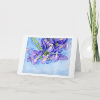 Iris Vase Blank Greeting Card