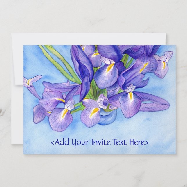 Iris Vase Flower Painting Invitation (Front)