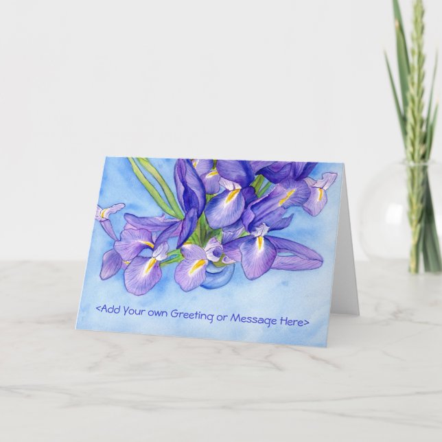 "Iris Vase" Painting Greeting Card (Front)