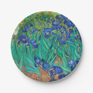 Irises, 1889 by Vincent van Gogh Paper Plate