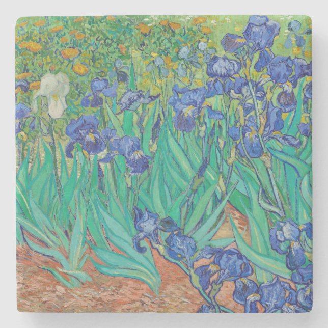 "IRISES 1889" BY VINCENT Van Gogh STONE COASTER (Front)