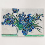 Irises (1890) by Vincent Van Gogh Jigsaw Puzzle<br><div class="desc">Pretty , Vintage , Beautiful painting Vincent Van Gogh Irises (1890) . This is an old masterpiece from the dutch master painter Vincent Van Gogh. This fine art old oil painting of has beautiful, vibrant, saturated colour. This old painting depicts a bunch of violet blue irises. Vincent Van Gogh was...</div>