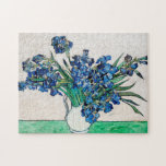 Irises (1890) by Vincent Van Gogh Jigsaw Puzzle<br><div class="desc">Pretty , Vintage , Beautiful painting Vincent Van Gogh Irises (1890) . This is an old masterpiece from the dutch master painter Vincent Van Gogh. This fine art old oil painting of has beautiful, vibrant, saturated colour. This old painting depicts a bunch of violet blue irises. Vincent Van Gogh was...</div>